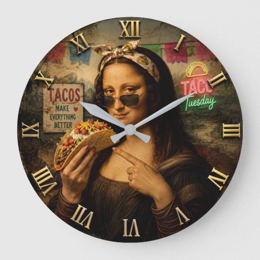 Funny Taco Mona Lisa Grote Klok (Voorkant)