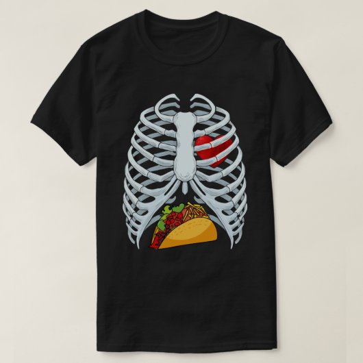 Funny Taco Skeleton Rib Cage Halloween Costume T-shirt (Design voorkant)