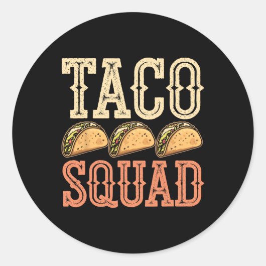 Funny Taco Squad Ronde Sticker (Voorkant)