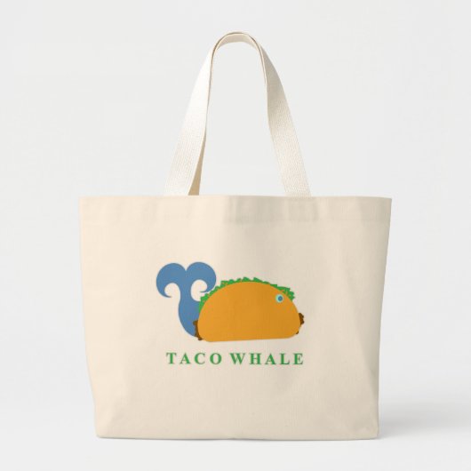 Funny Taco Whale Cartoon Character Grote Tote Bag (Voorkant)