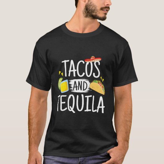 Funny Tacos en Tequila Mexican Sombrero T-shirt (Voorkant)