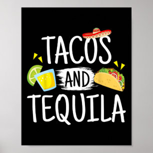 Funny Tacos en Tequila Mexican Sombrero T-shirt Gi Poster