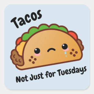 Funny Tacos is niet alleen voor dinsdagen. Vierkante Sticker
