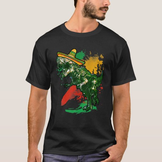 Funny tacosaurus met sombrero Reptiles dinos T-shirt (Voorkant)