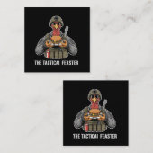 Funny Tactical Feaster Turkey Soldier Thanksgivin Vierkante Visitekaartje (Voorkant / Achterkant)