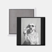 Funny Tail Dog Golden Retriever With Sungles Marti Magneet (Voorkant / Achterkant)
