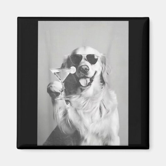 Funny Tail Dog Golden Retriever With Sungles Marti Magneet (Voorkant)