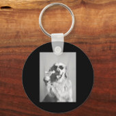 Funny Tail Dog Golden Retriever With Sungles Marti Sleutelhanger (Voorkant)