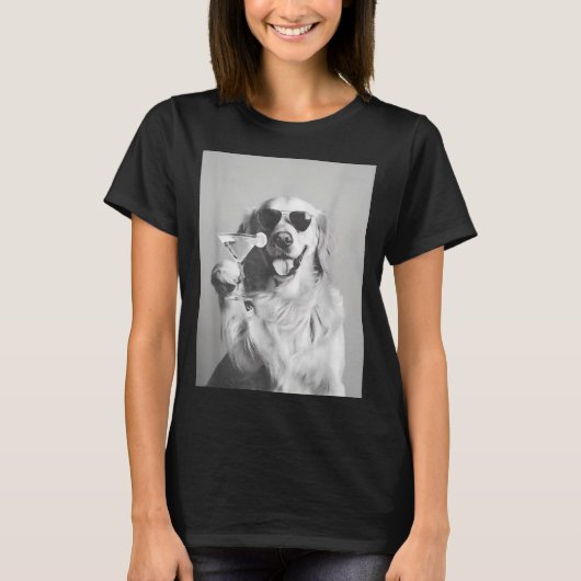Funny Tail Dog Golden Retriever With Sungles Marti T-shirt (Voorkant)