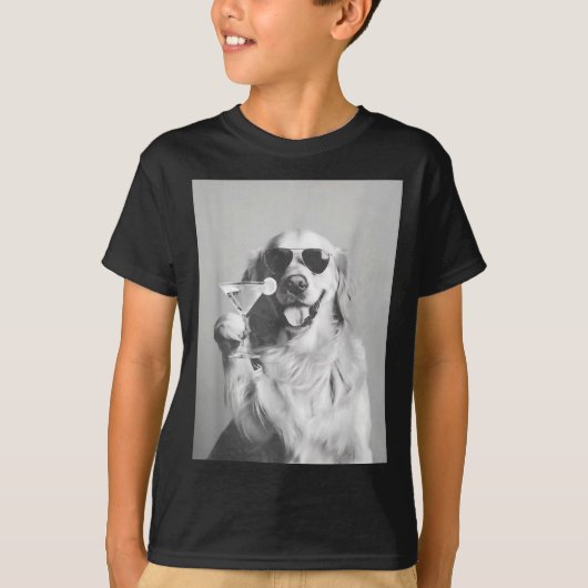 Funny Tail Dog Golden Retriever With Sungles Marti T-shirt (Voorkant)