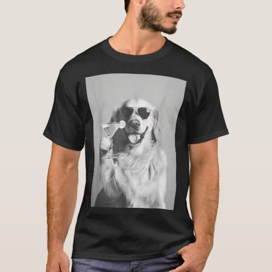 Funny Tail Dog Golden Retriever With Sungles Marti T-shirt (Voorkant)