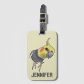 Funny Talking Grey Cockatiel Hello Pretty Bird Bagagelabel (Voorkant (verticaal))