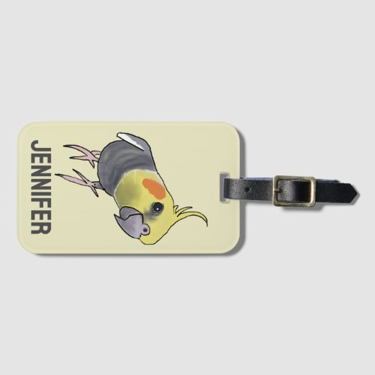 Funny Talking Grey Cockatiel Hello Pretty Bird Bagagelabel (Voorkant (horizontaal))