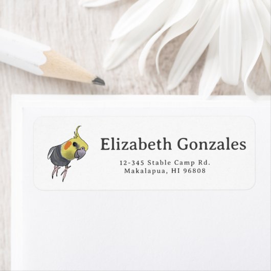 Funny Talking Grey Cockatiel Hello Pretty Bird Etiket (Insitu)