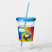 Funny Talking Parrot Rainbow Acryltumbler Acryl Drinkbeker (Achterkant)