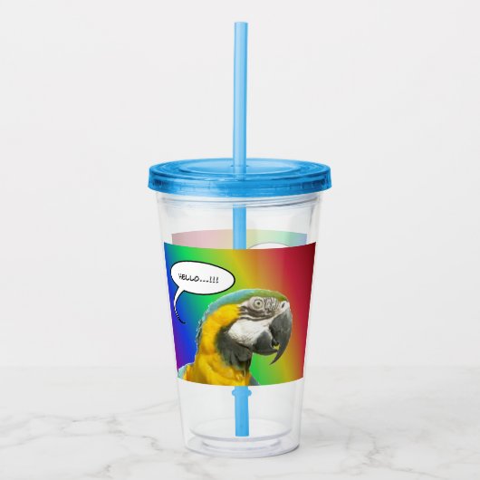 Funny Talking Parrot Rainbow Acryltumbler Acryl Drinkbeker (Voorkant)