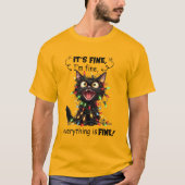 Funny Tangled Cat Christmas Lights Humor Shirt (Voorkant)