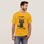 Funny Tangled Cat Christmas Lights Humor Shirt (Voorkant volledig)