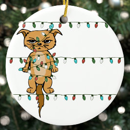 Funny Tangled Grumpy Holiday Cat kerstboom Keramisch Ornament