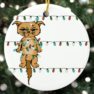 Funny Tangled Grumpy Holiday Cat kerstboom Keramisch Ornament