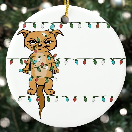 Funny Tangled Grumpy Holiday Cat kerstboom Keramisch Ornament