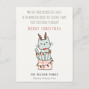 Funny Tangled-werkkerstlampjes Cat Gift Feestdagenkaart