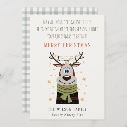 Funny Tangled Working Kerstlamers Reindeer Feestdagenkaart (Voorkant / Achterkant)