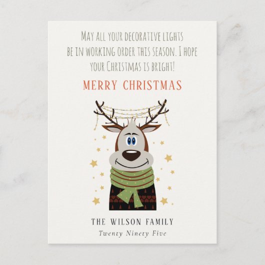 Funny Tangled Working Kerstlamers Reindeer Feestdagenkaart (Voorkant)