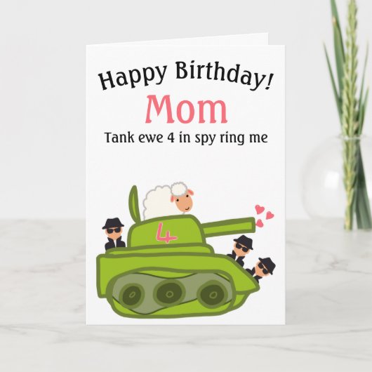 Funny tank ewe cartoon Mam verjaardag Kaart (Voorkant)