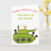 Funny tank ewe schaap pun cartoon Moederdag Kaart (Gele Bloem)