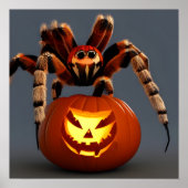 Funny Tarantula met Jack O' Lantern Halloween Poster (Voorkant)