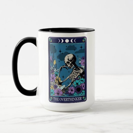 Funny Tarot Het Overthinker Kaart Skelet Mok (Links)