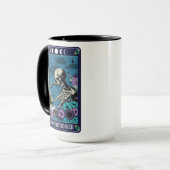 Funny Tarot Het Overthinker Kaart Skelet Mok (Voorkant links)