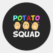 Funny Tato Squad Vegetable Chip Eater French Fries Ronde Sticker (Voorkant)