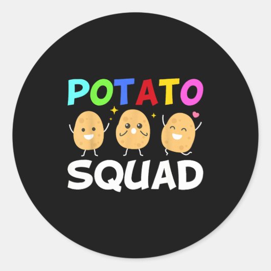 Funny Tato Squad Vegetable Chip Eater French Fries Ronde Sticker (Voorkant)