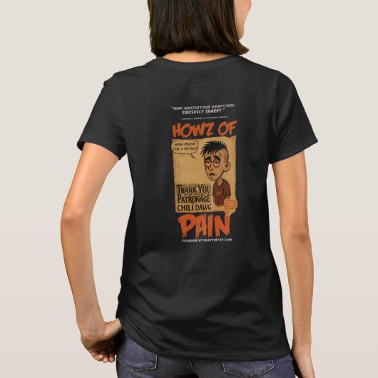 Funny Tattoo Shop Dames Zwarte T-Shirt (Achterkant)