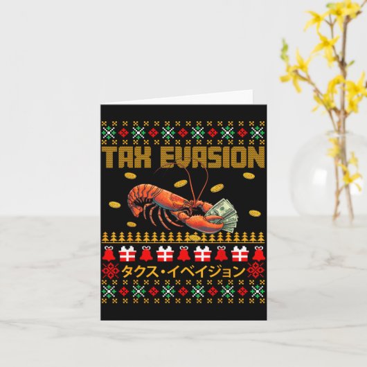 Funny Tax Evasion Lobster Money Ugly Christmas Swe Kaart (Gele Bloem)