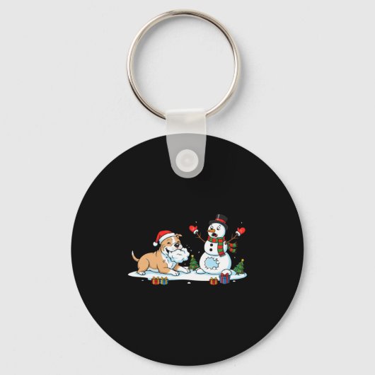 Funny Tbull Snowman Christmas Tree Xmas Womens Men Sleutelhanger (Voorkant)