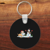 Funny Tbull Snowman Christmas Tree Xmas Womens Men Sleutelhanger (Voorkant)