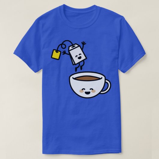 Funny tea bag teacup blij Tea lover Tea drinker T-shirt (Design voorkant)
