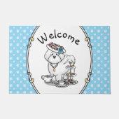 Funny Tea Party Bichon Frise Dog - Cute Deurmat (Voorkant)