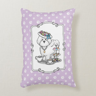 Funny Tea Party Bichon Frise Dog Puppy Cute Accent Kussen