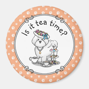 Funny Tea Party Bichon Frise Dog Puppy Cute Magneet