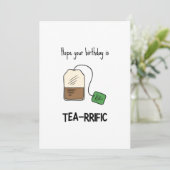 Funny Tea-rrific Pun Birthday Kaart (Staand voorkant)