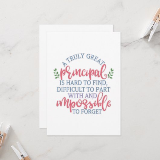 Funny Teacher Apprecial Principal Kaart (Voorkant / Achterkant in situ)