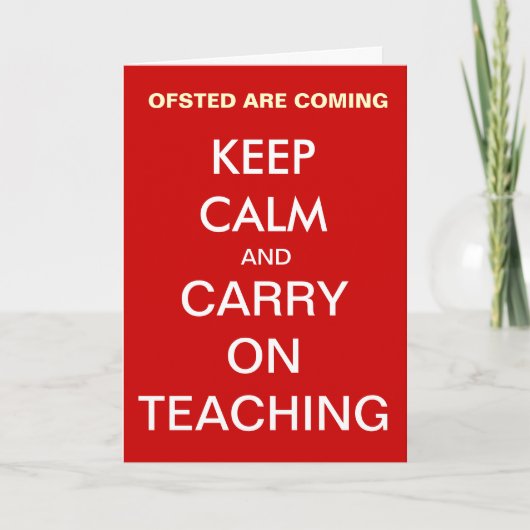 Funny Teacher Birthday Card Keep Calm Ofsted Joke Kaart (Voorkant)