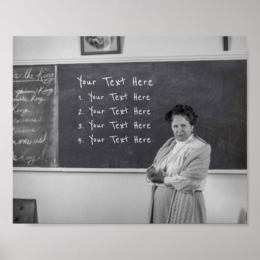 Funny Teacher Blackboard Jouw tekst Poster (Voorkant)