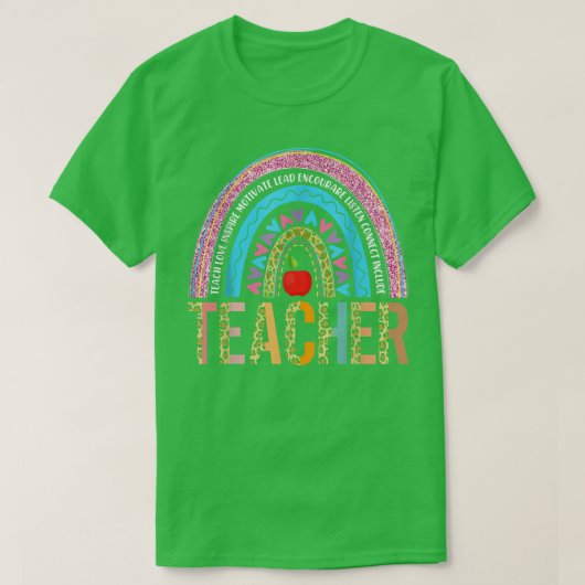 Funny Teacher Day Boho Rainbow T-Shirt (Design voorkant)