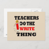 Funny Teacher doet het schrijven ding Briefkaart (Voorkant / Achterkant)