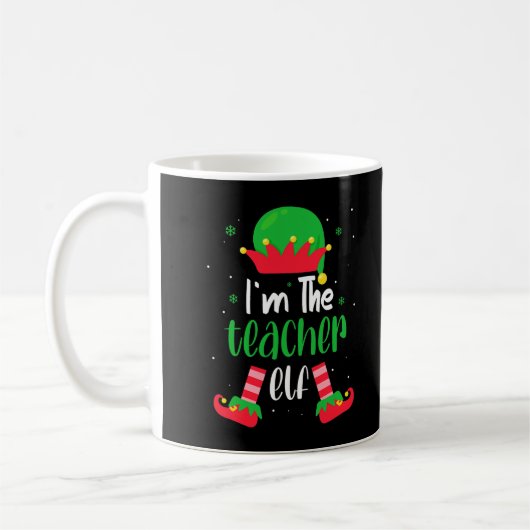 Funny Teacher Elf Matching Family Kerstmis Koffiemok (Links)
